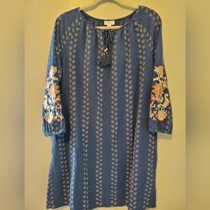 J Jill Floral Embroidered Dress with Pockets